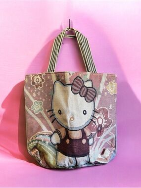 🌸Hello Kitty Pink and Cream Canvas Tote with Bow Motif